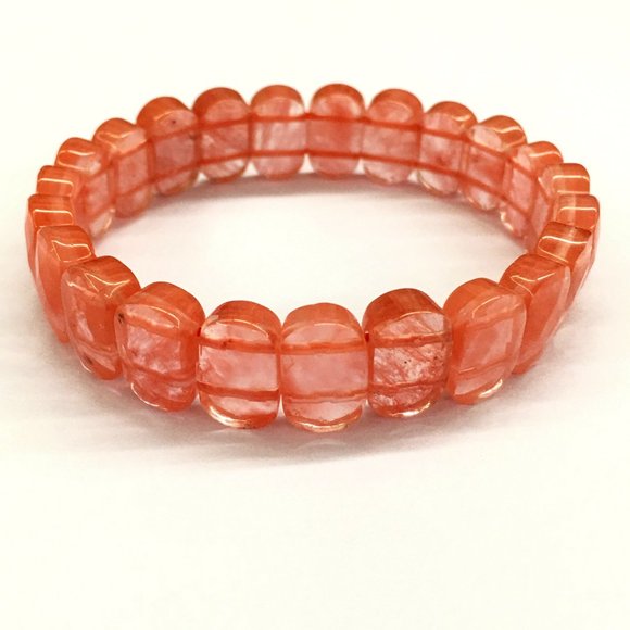 Cherry Quartz Faceted Oval 8X14mm Bracelet - Picture 1 of 1
